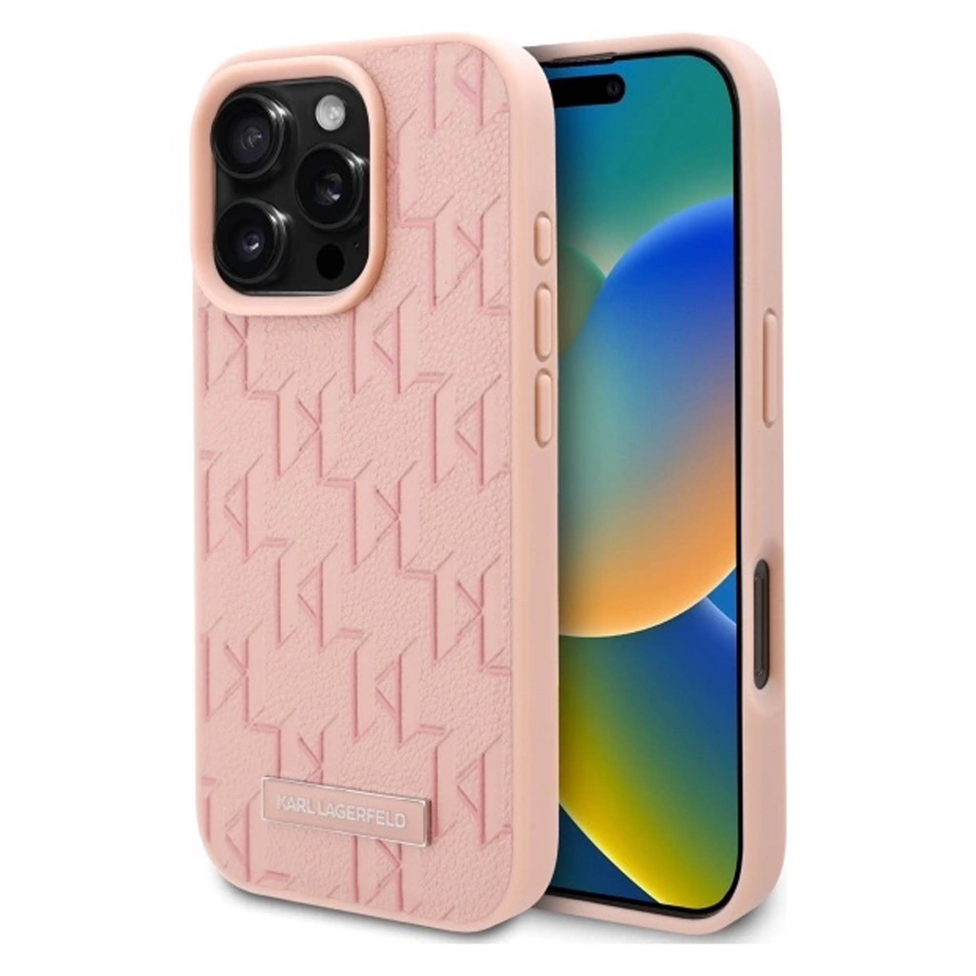 KARL LAGERFELD – PU Hot Stamp Hard Case For iPhone 16 Pro Max – Pink