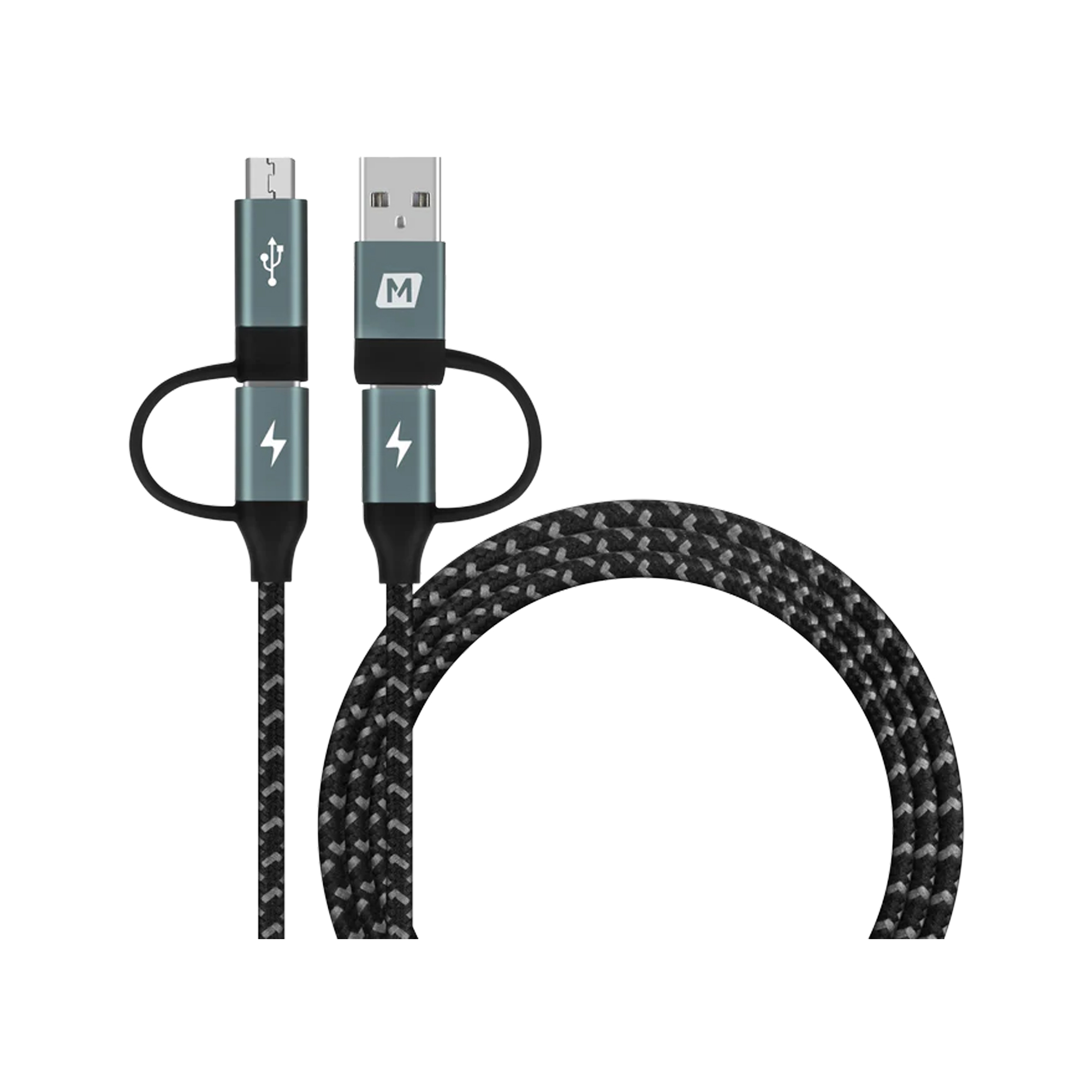 Momax OneLink 4-in-1 USB-A & USB-C to Micro USB & USB-C Braided Cable 60W 1.2m