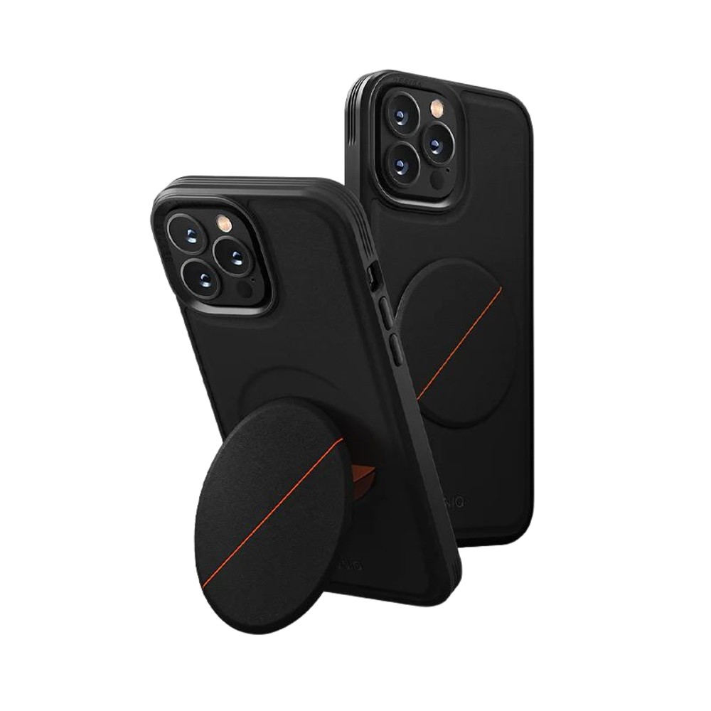 UNIQ Novo Case with Foldable Grip and Stand for iPhone 14 Pro Black